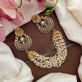 Antique Lakshmi Jada Billai with Pearl Maatil-Bun Billai-Red Green-G13081